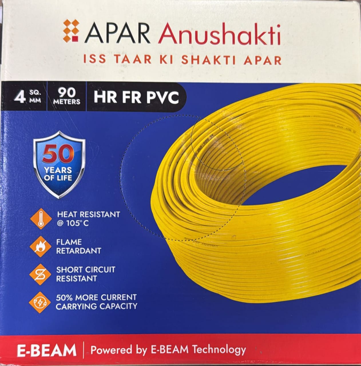 APAR Anushakti EBXL HR FR PVC Wire 90m [4.00 sq. mm, Red]